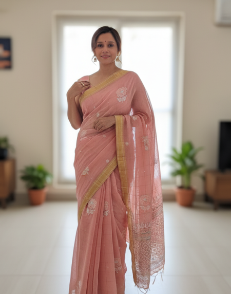 COTTON CHIKANKARI SAREE