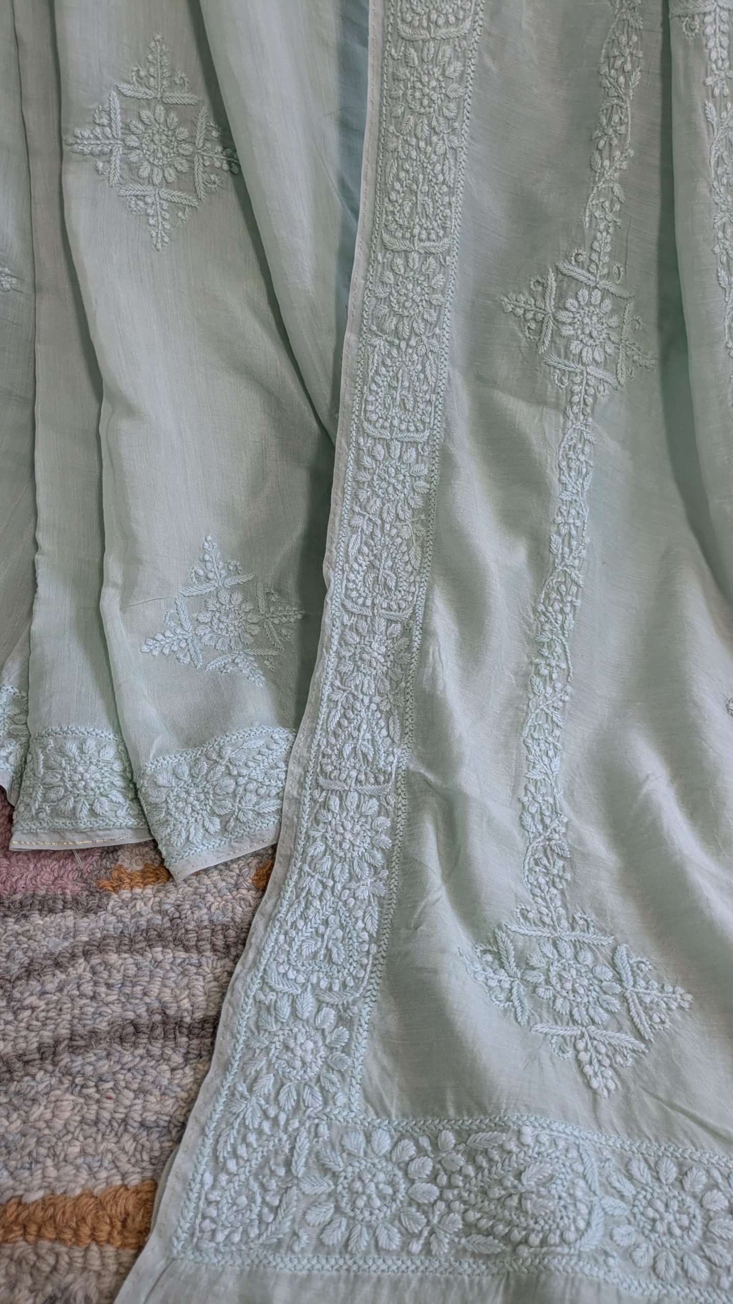 "ZAITOON AURA" MUSLIN CHIKANKARI SAREE - Image 12