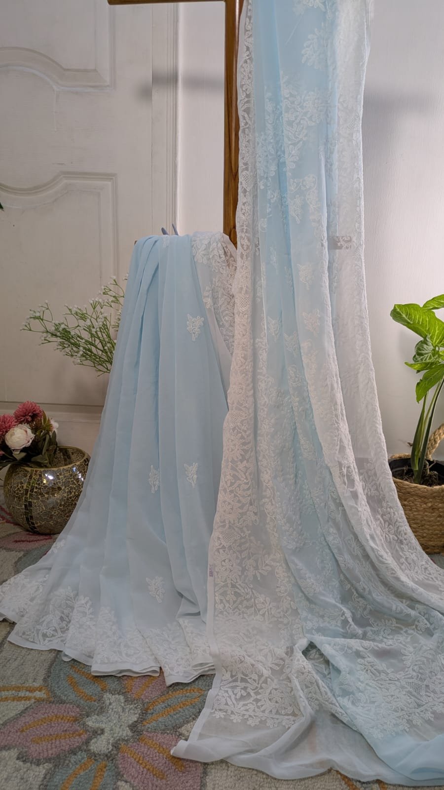 "AMBER" CHIKANKARI GEORGETTE SAREE - Image 6