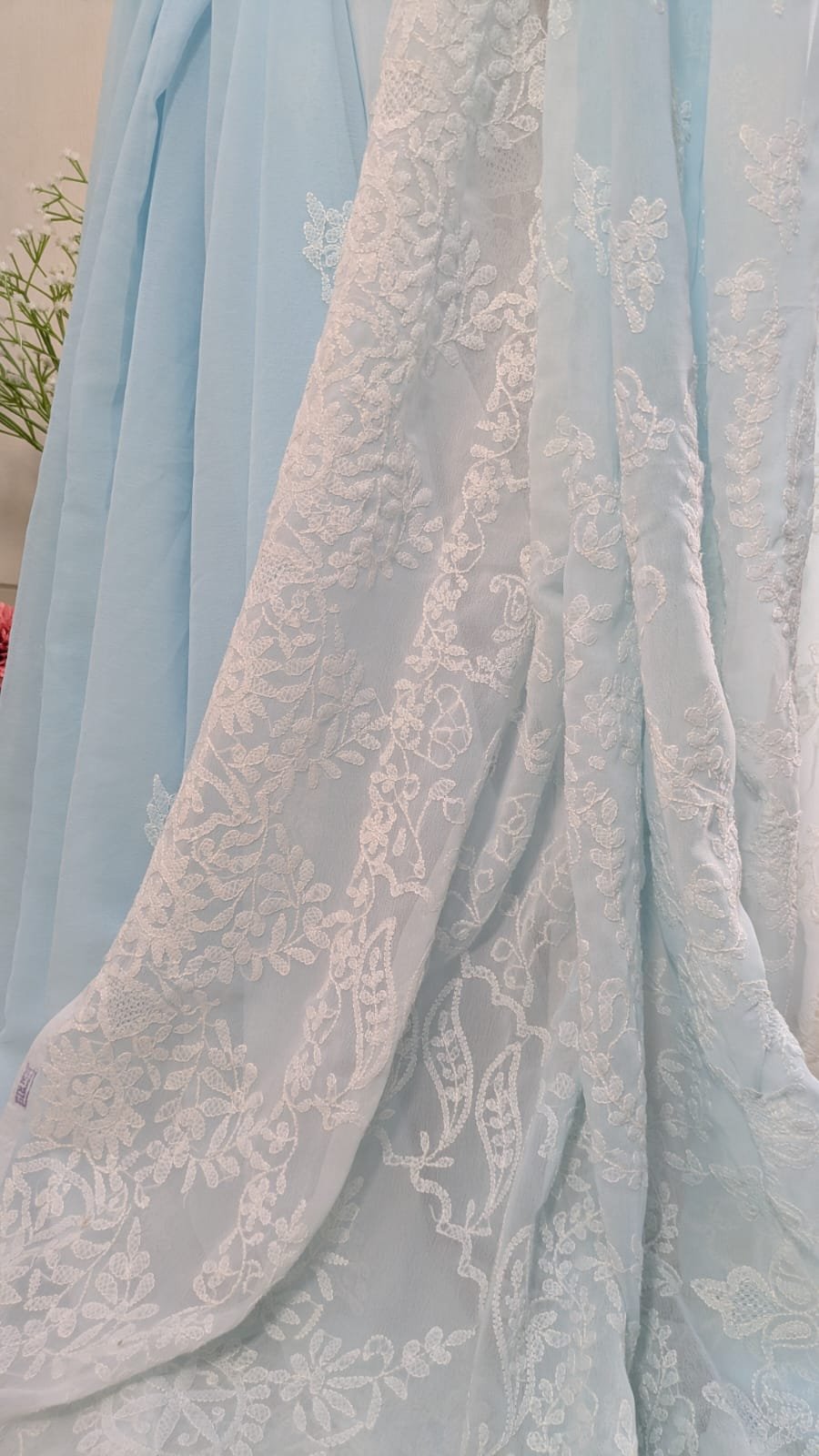 "AMBER" CHIKANKARI GEORGETTE SAREE - Image 3