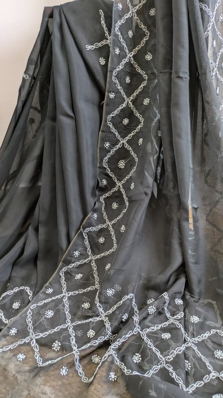 "KAVERI" ORGANZA SILK CHIKANKARI SAREE - Image 6