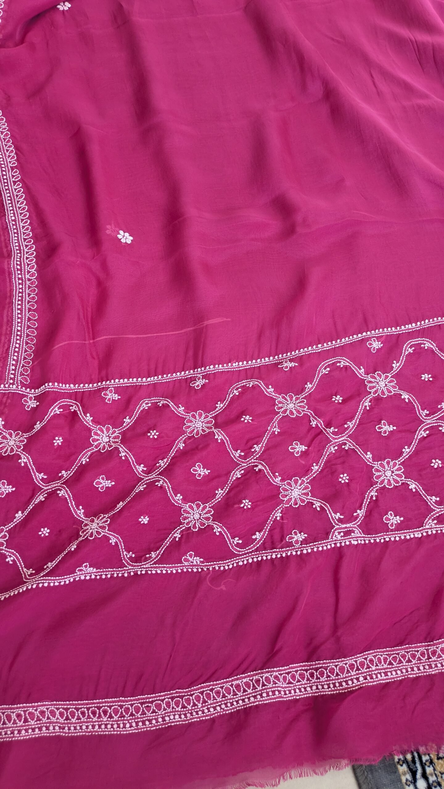 "Gulrang" organza silk chikankari saree - Image 3