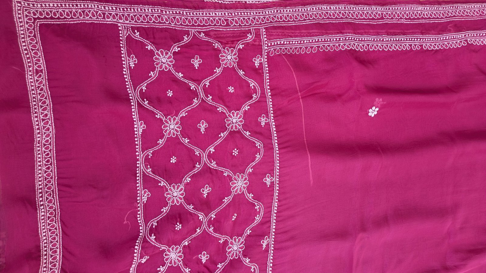 "Gulrang" organza silk chikankari saree - Image 7