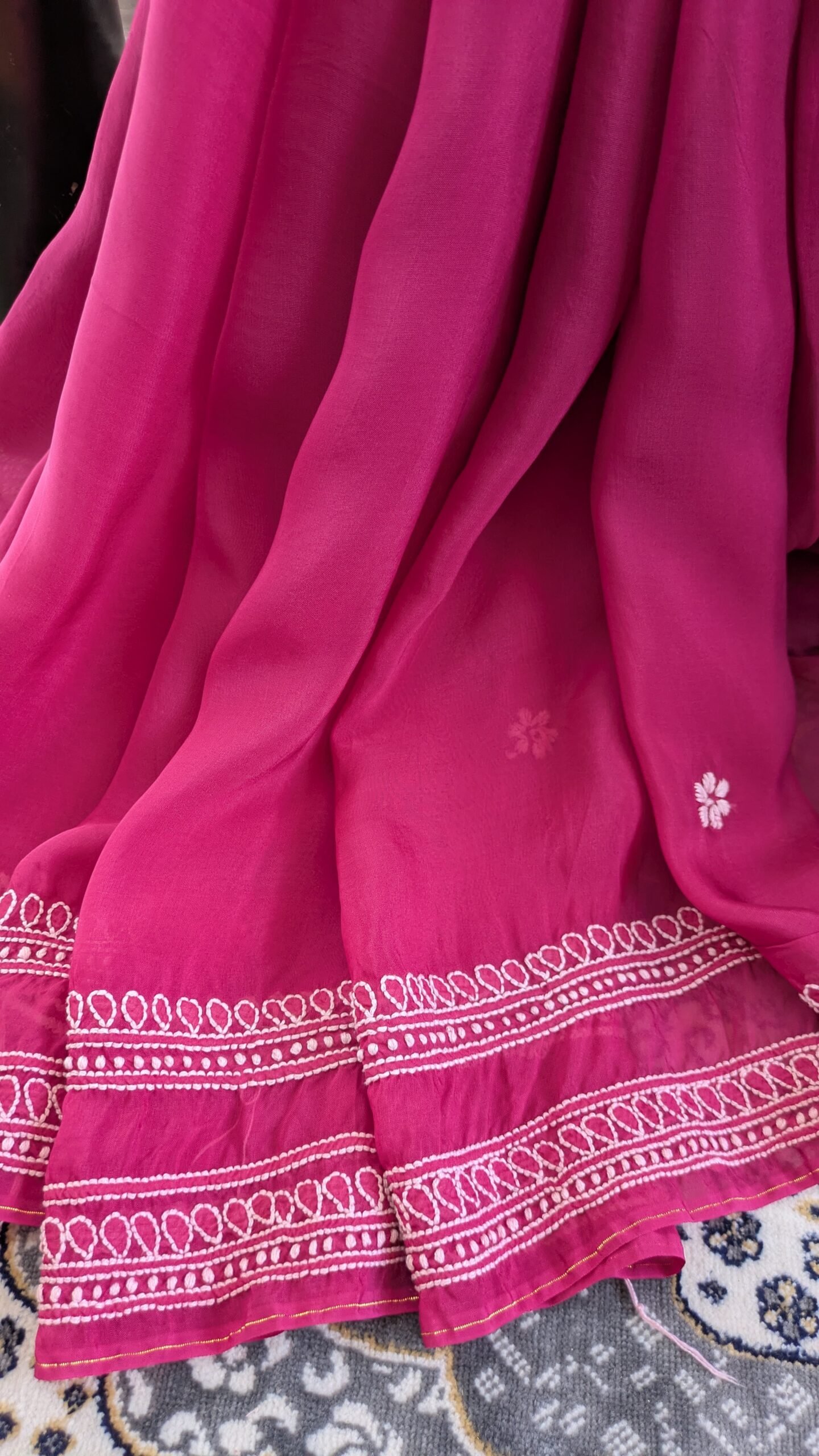 "Gulrang" organza silk chikankari saree - Image 8