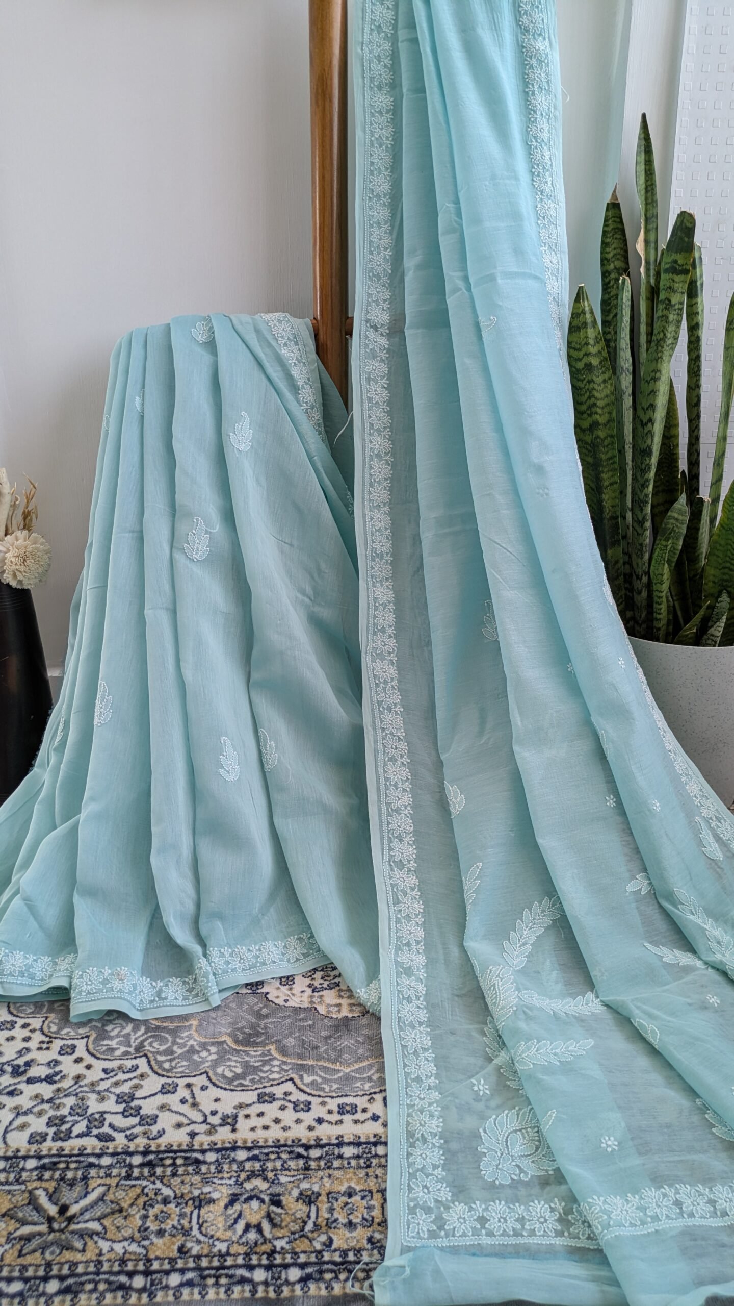 "NEELAMBARI" MUL CHANDERI CHIKANKARI SAREE