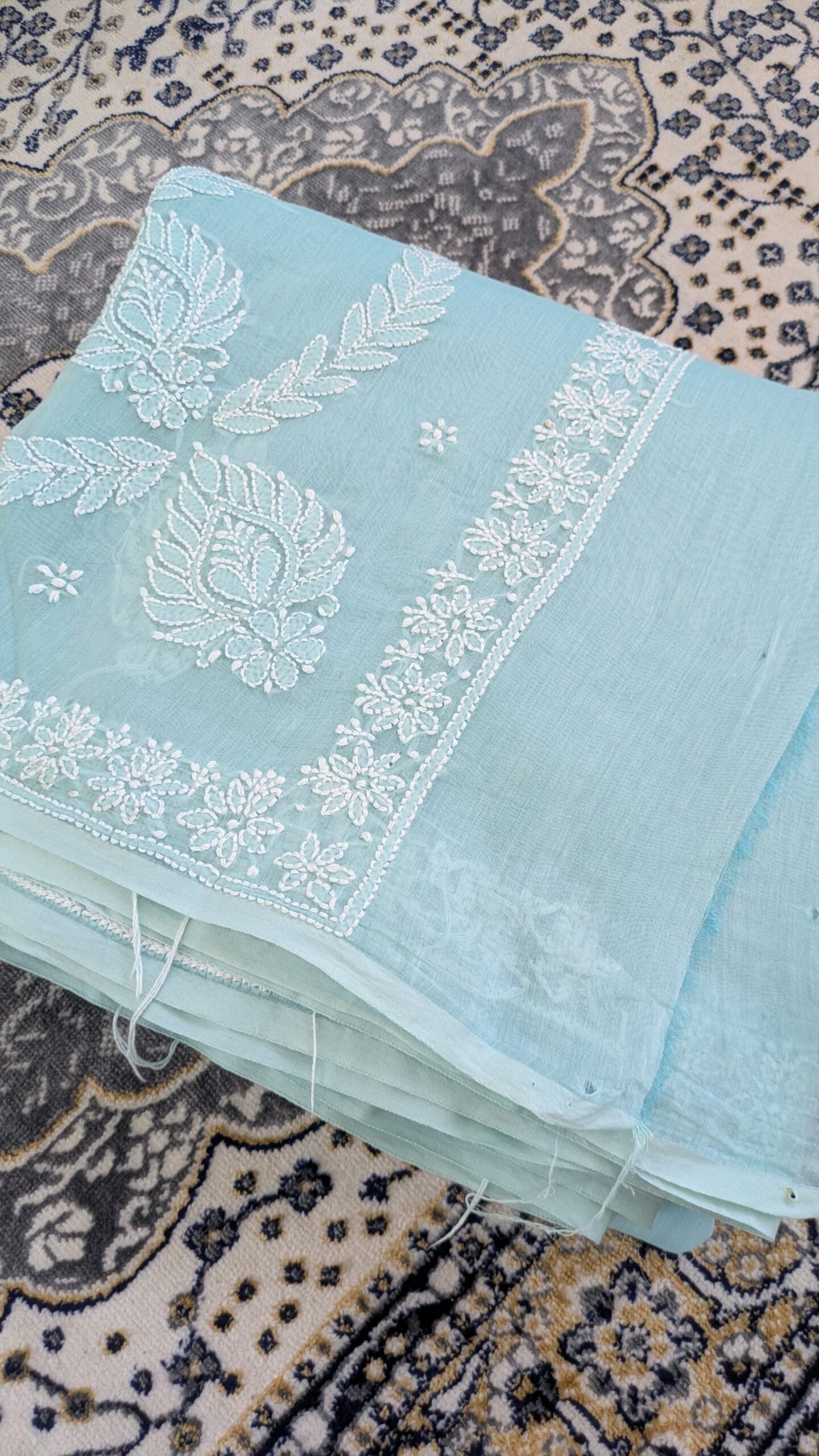 "NEELAMBARI" MUL CHANDERI CHIKANKARI SAREE - Image 3
