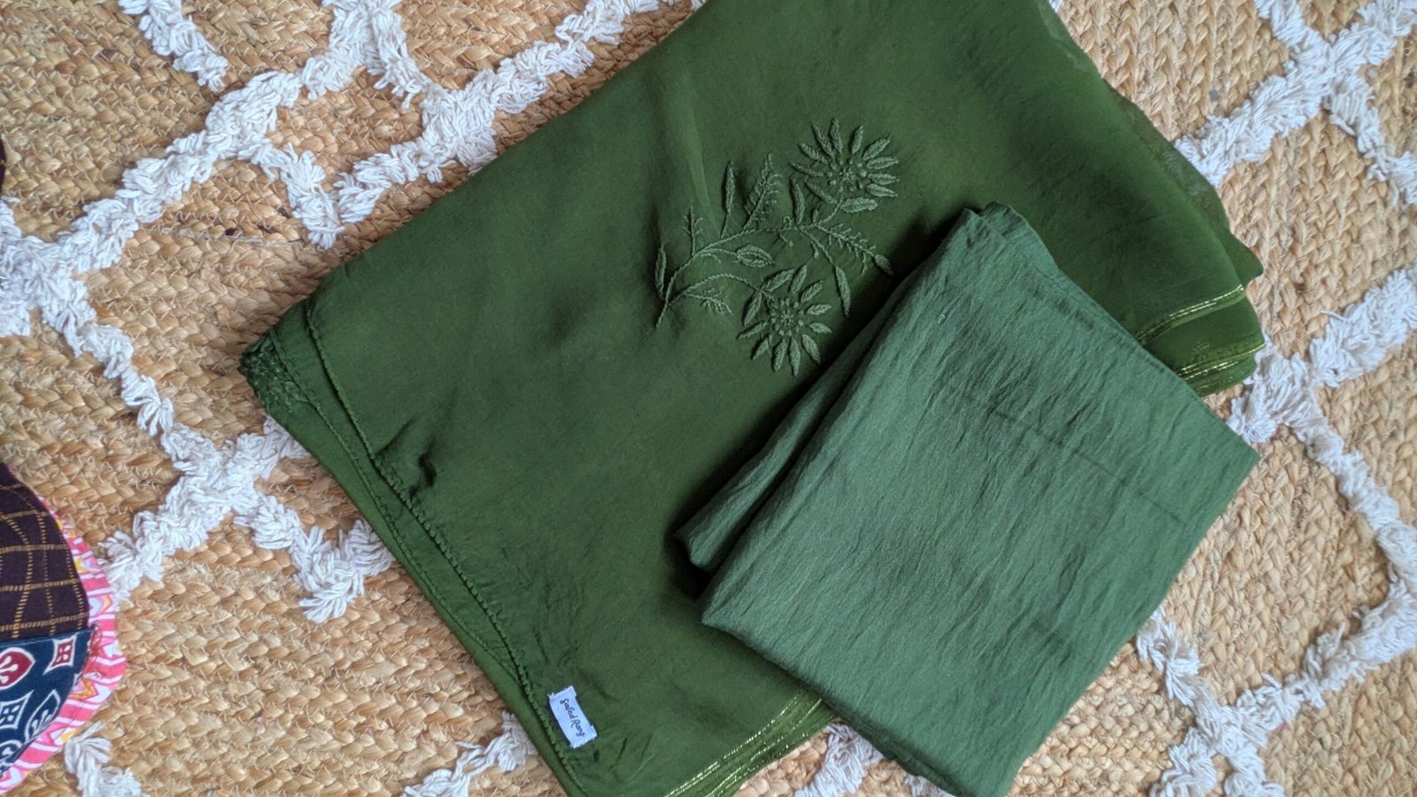 "Haritima" organza silk chikankari saree - Image 5
