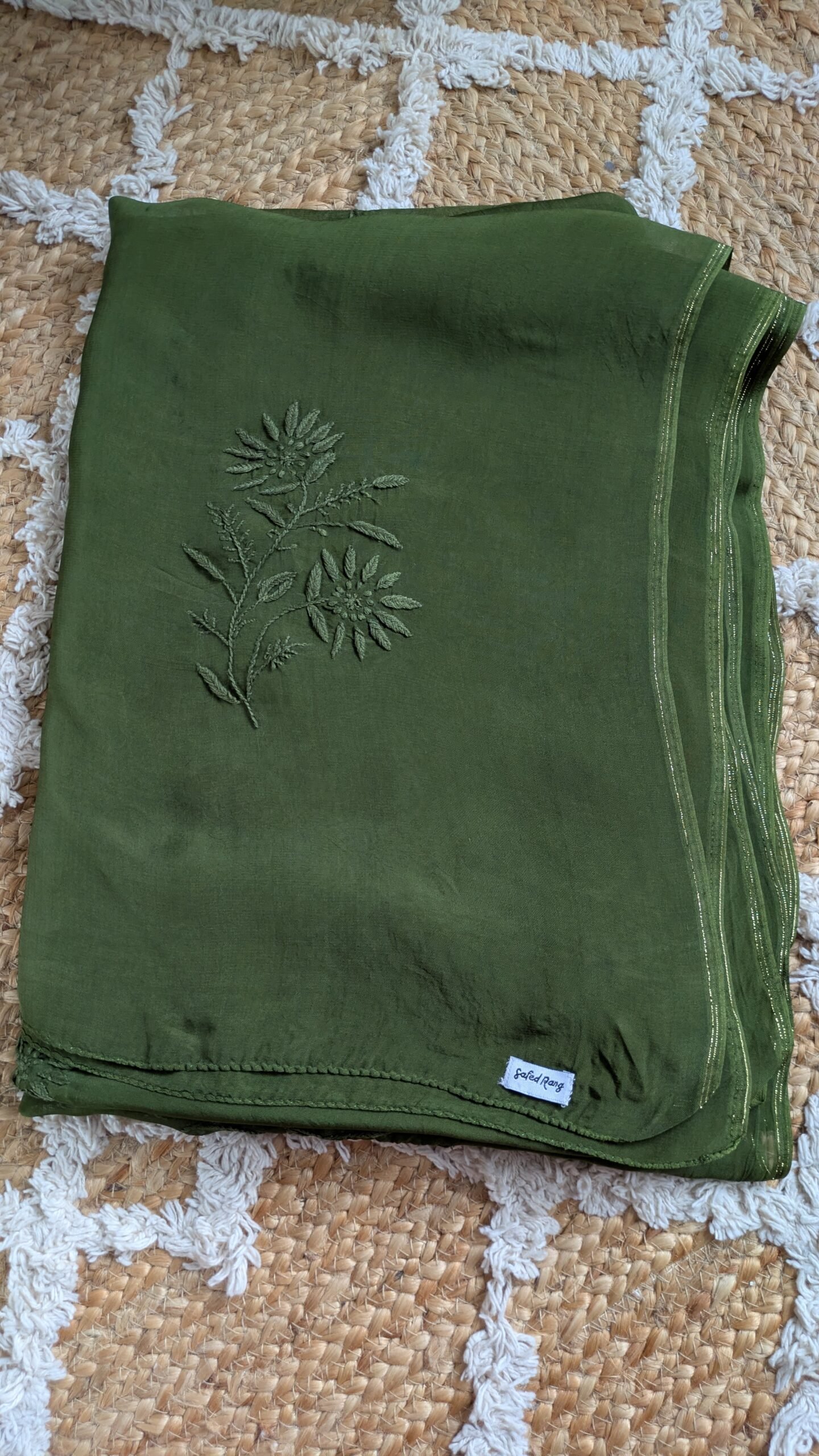 "Haritima" organza silk chikankari saree - Image 2