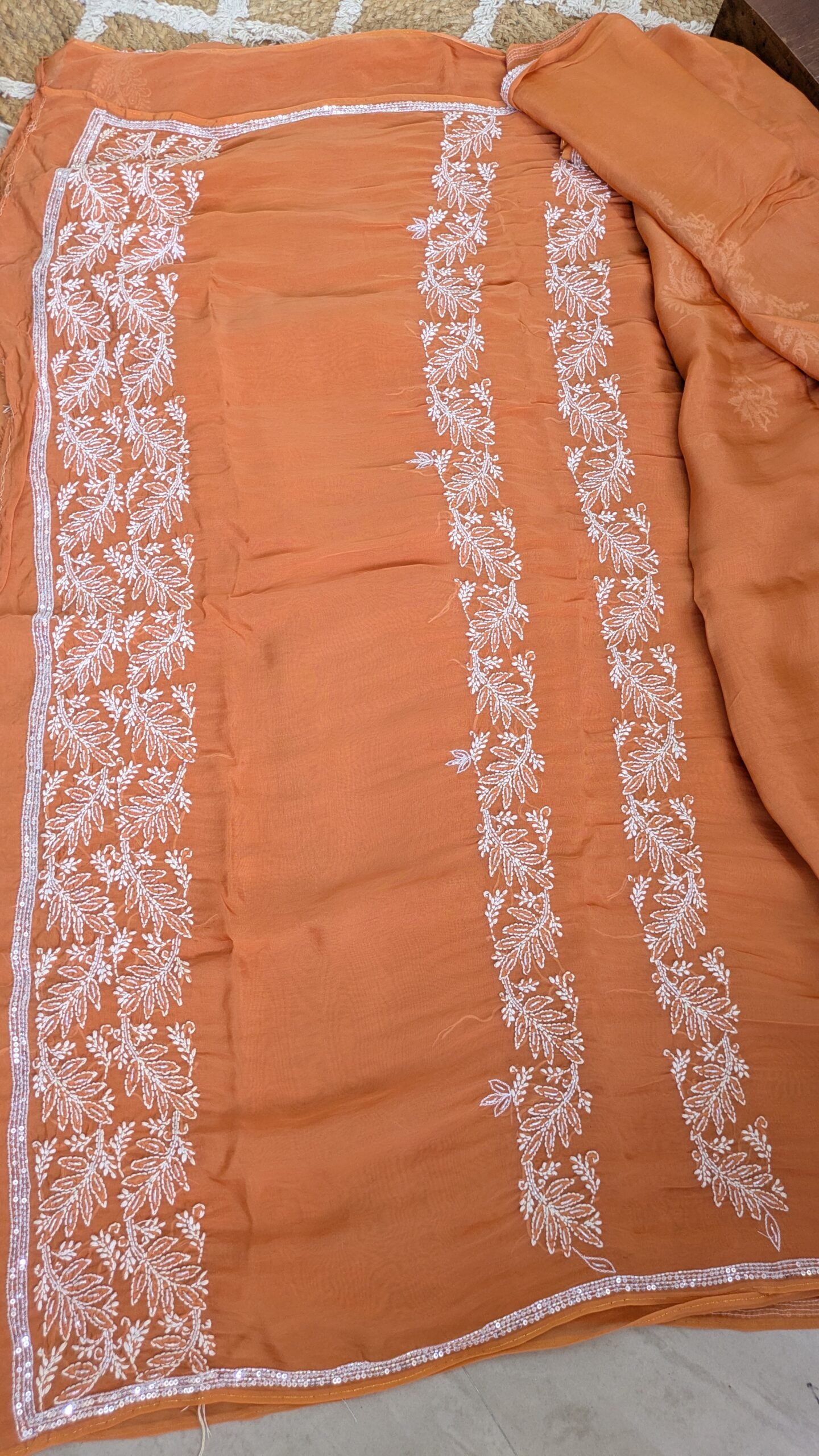 "Palash" organza silk chikankari saree - Image 3