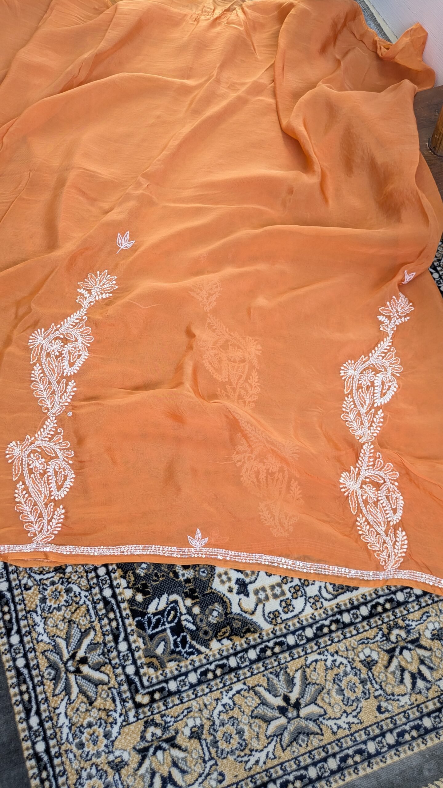 "Palash" organza silk chikankari saree - Image 9