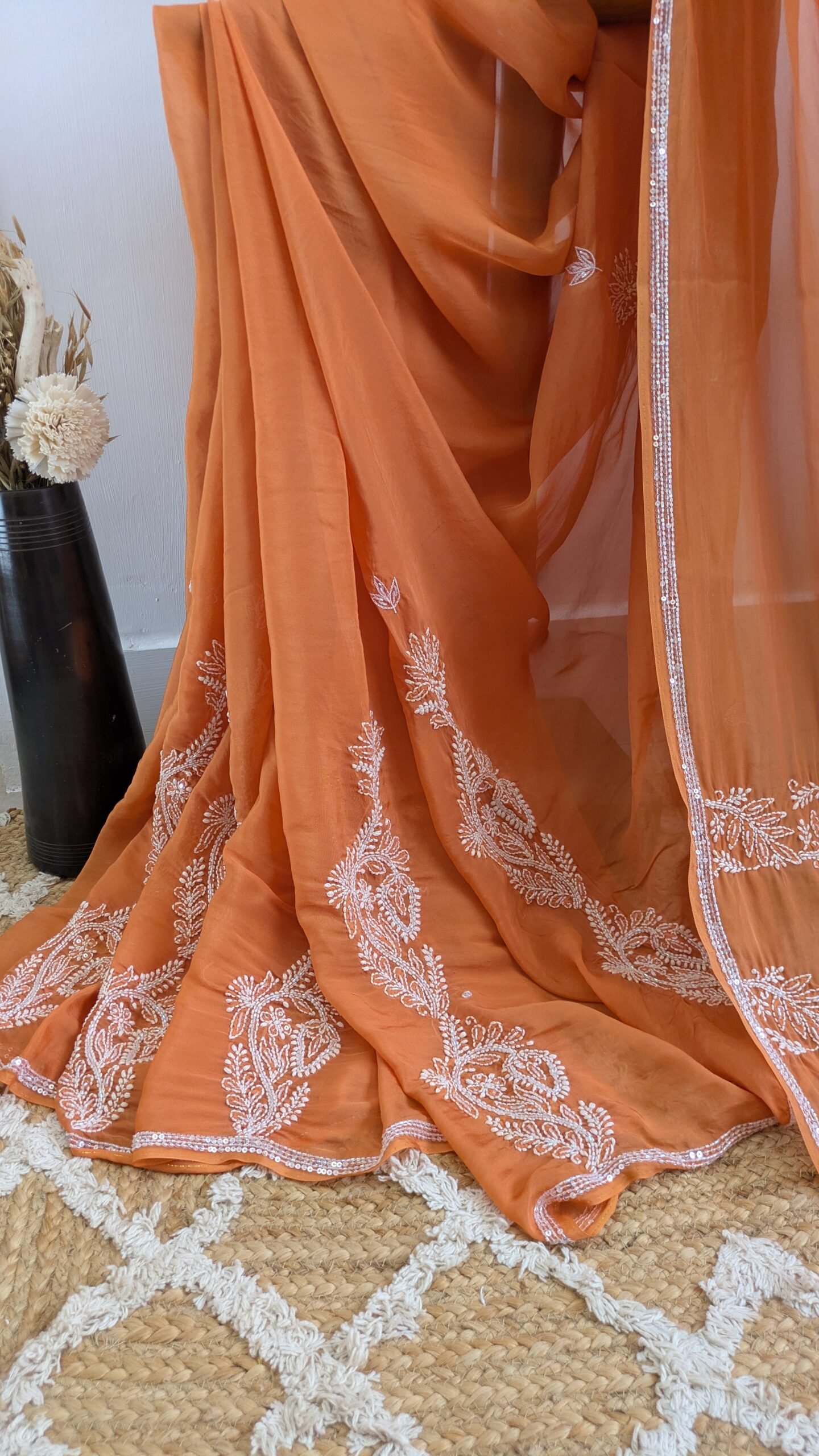 "Palash" organza silk chikankari saree - Image 4