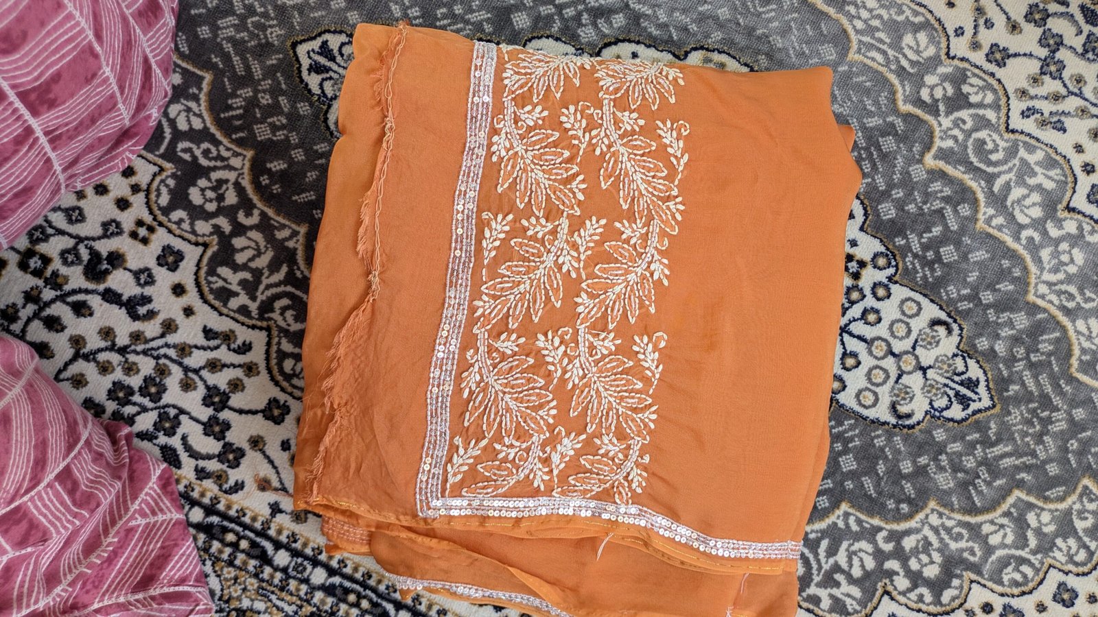 "Palash" organza silk chikankari saree - Image 2