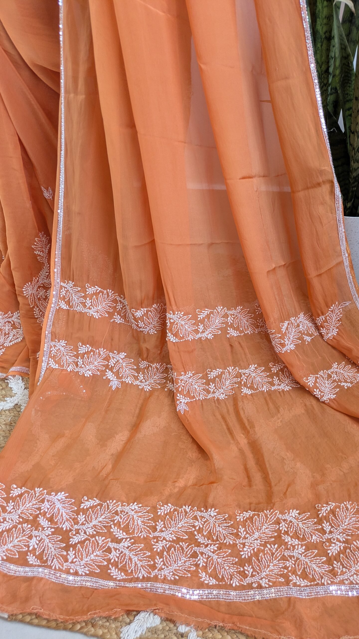 "Palash" organza silk chikankari saree - Image 5