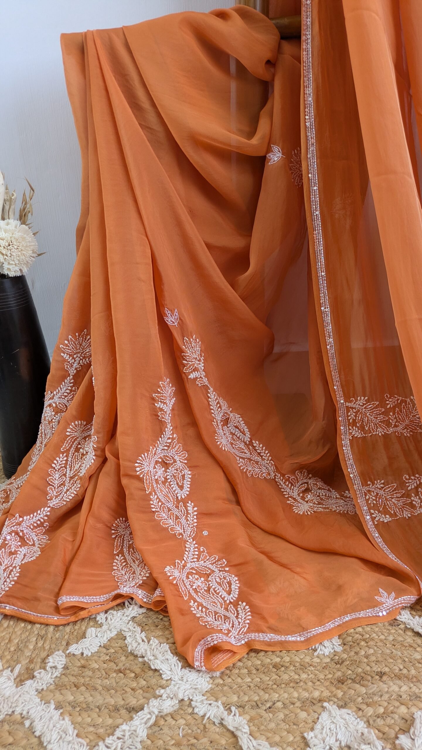 "Palash" organza silk chikankari saree - Image 6