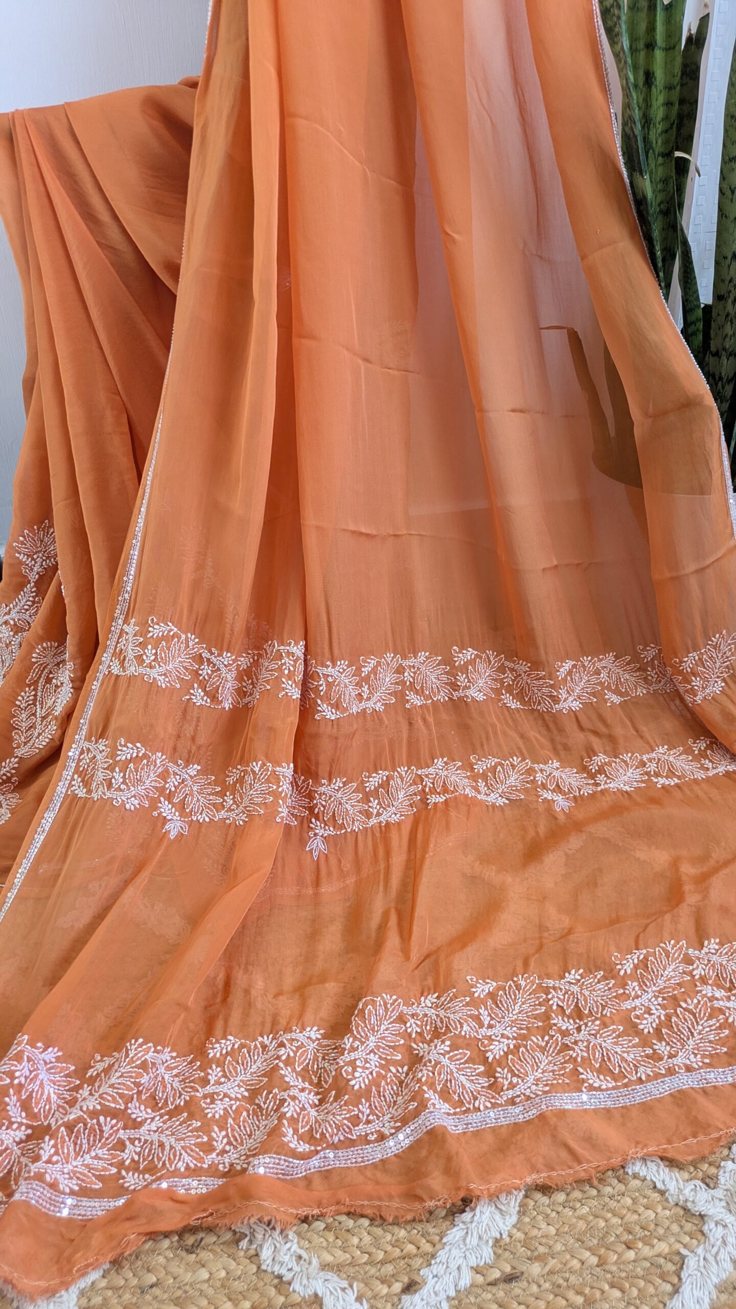 "Palash" organza silk chikankari saree - Image 7