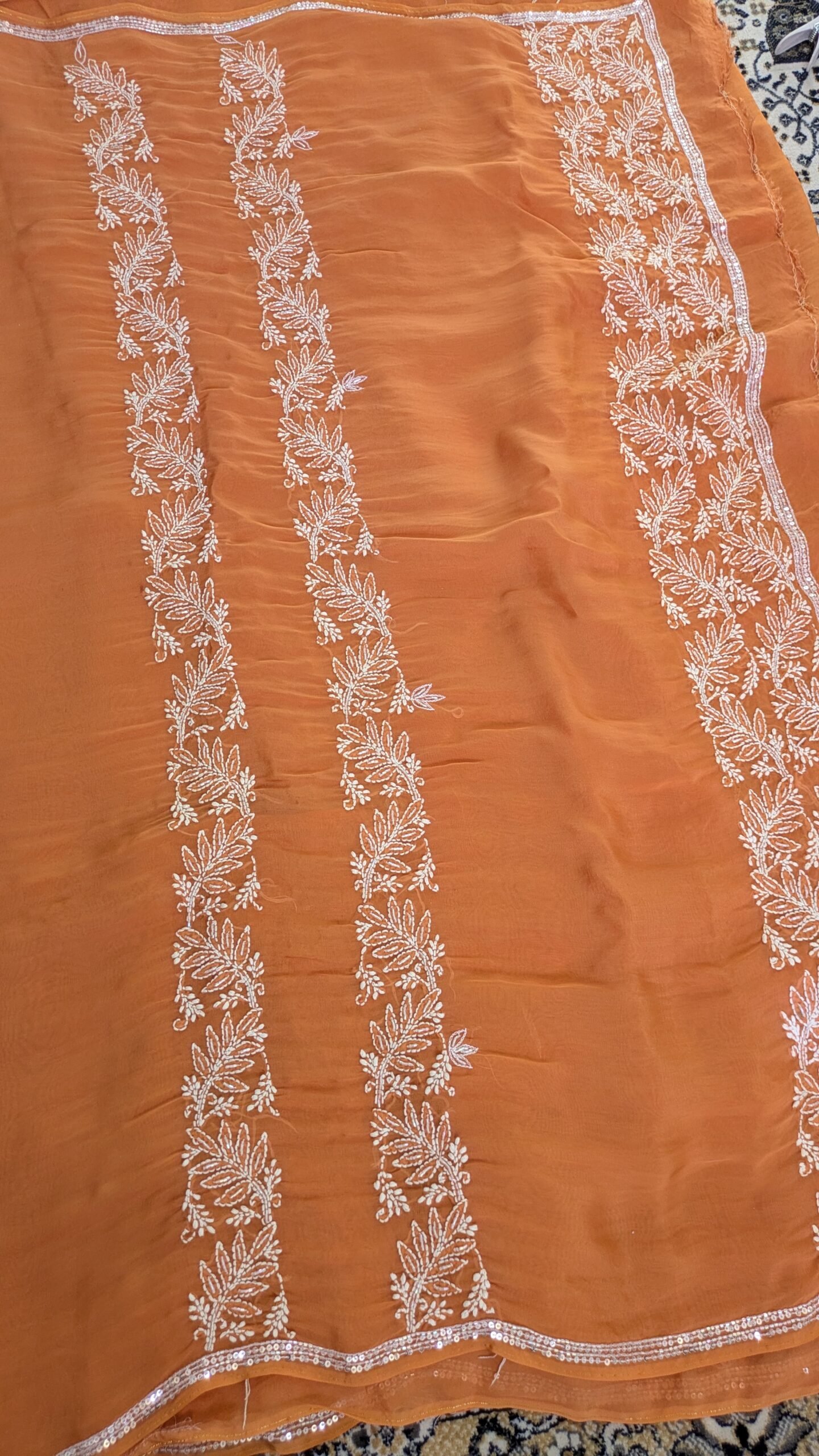"Palash" organza silk chikankari saree - Image 8