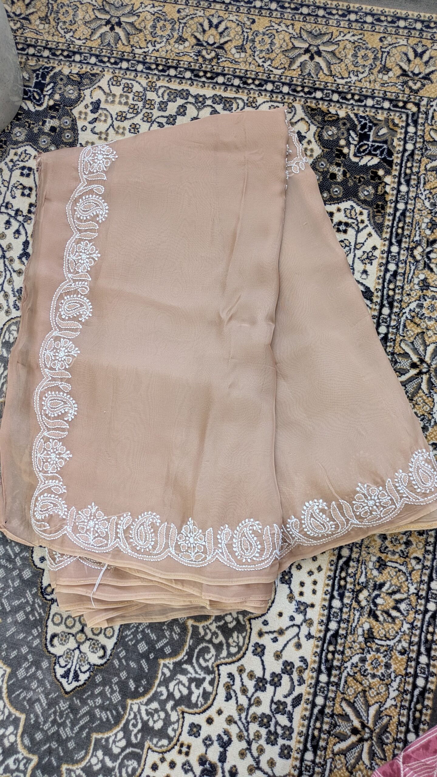 "Tamsa" organza silk chikankari saree - Image 9