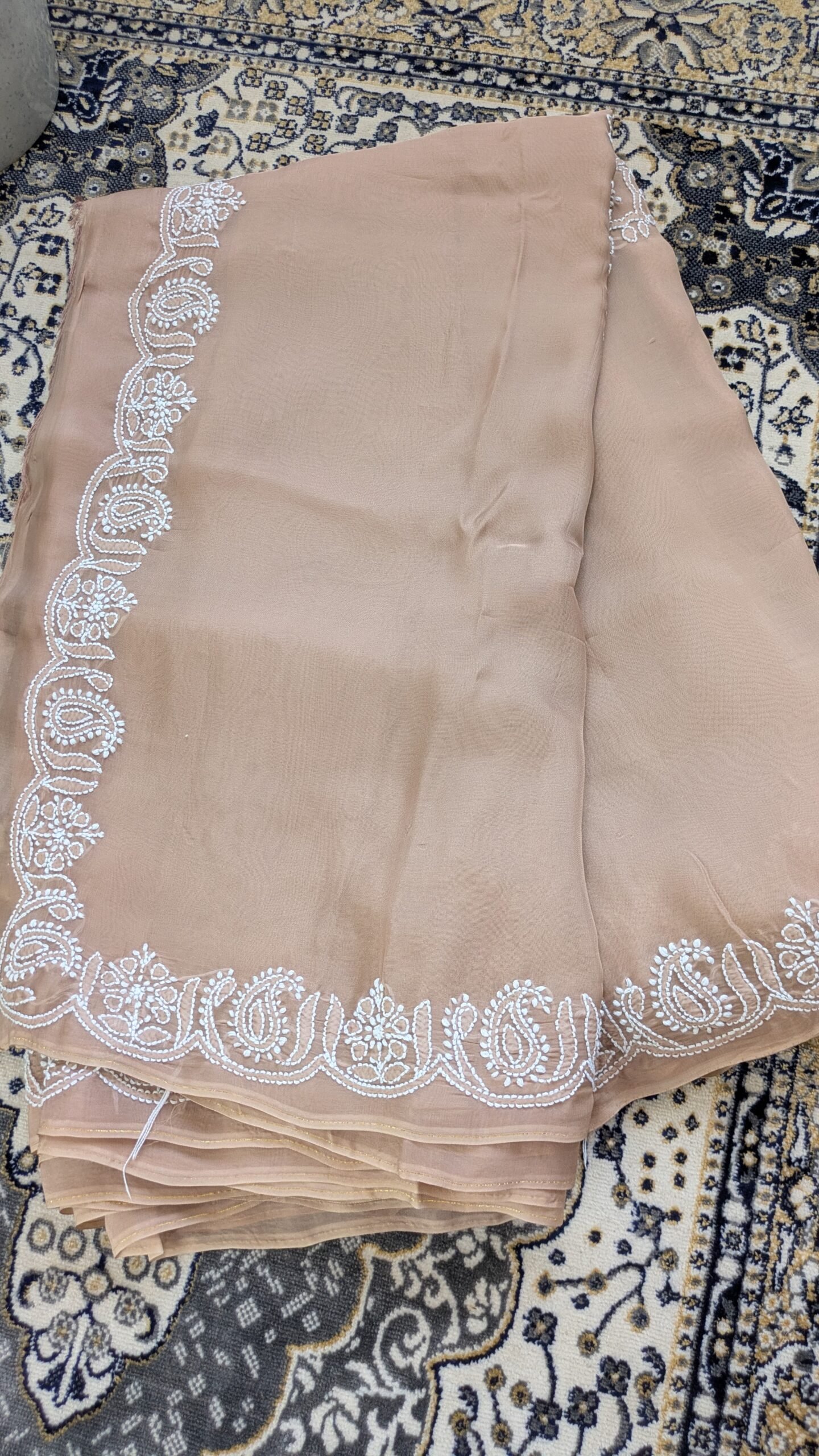 "Tamsa" organza silk chikankari saree - Image 4