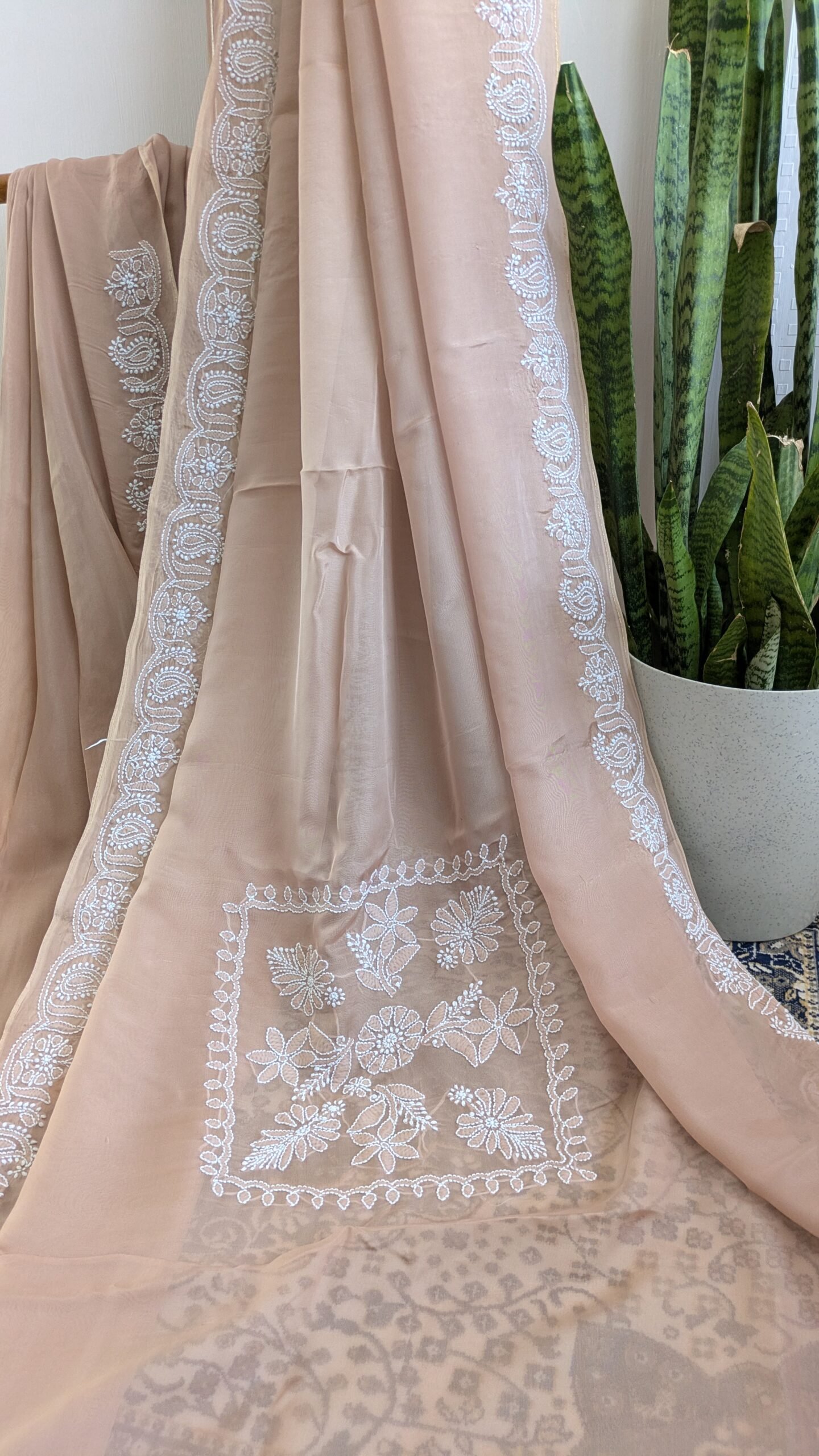 "Tamsa" organza silk chikankari saree - Image 6