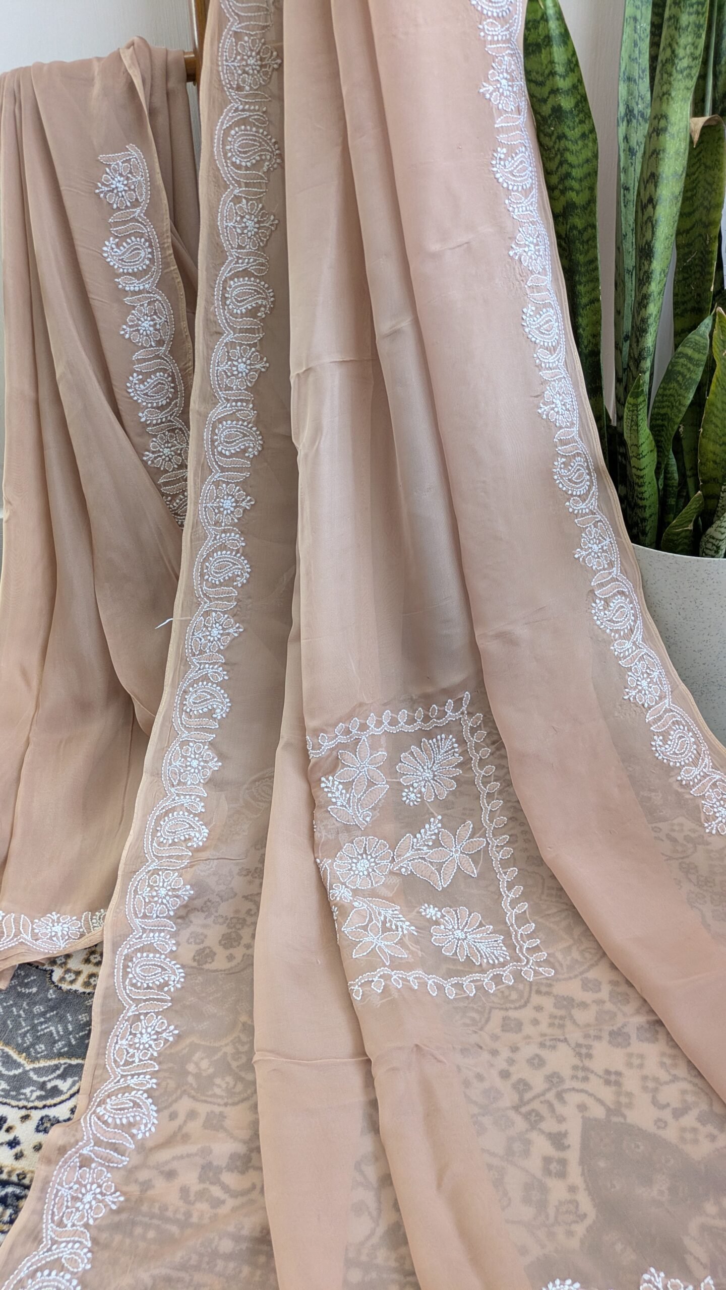 "Tamsa" organza silk chikankari saree - Image 5