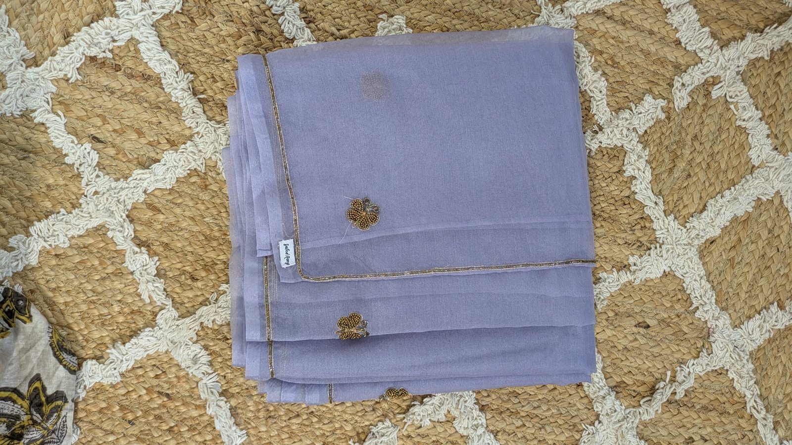 "Badli" organza silk saree adorned with zardozi work - Image 2